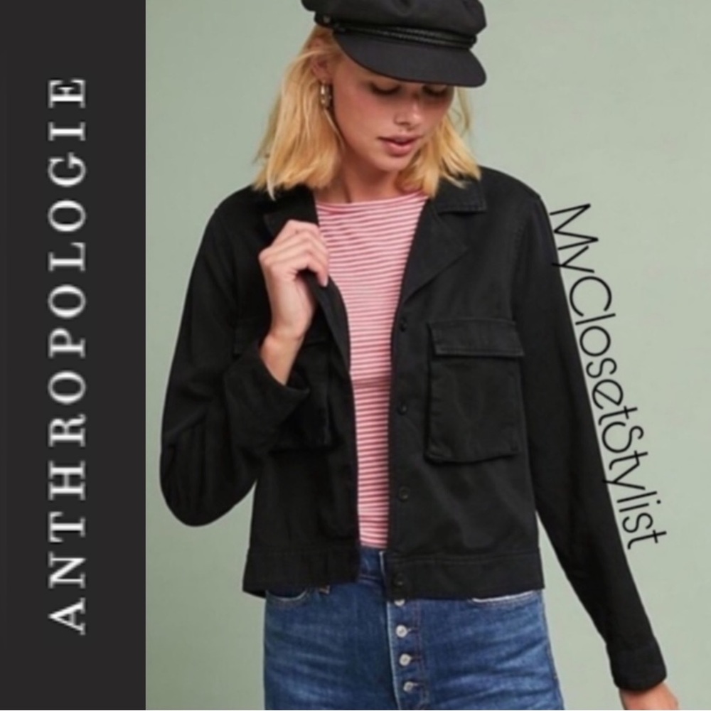 Anthropologie Black MOTO Essential Staple Jacket NWT xs/s military New with tags